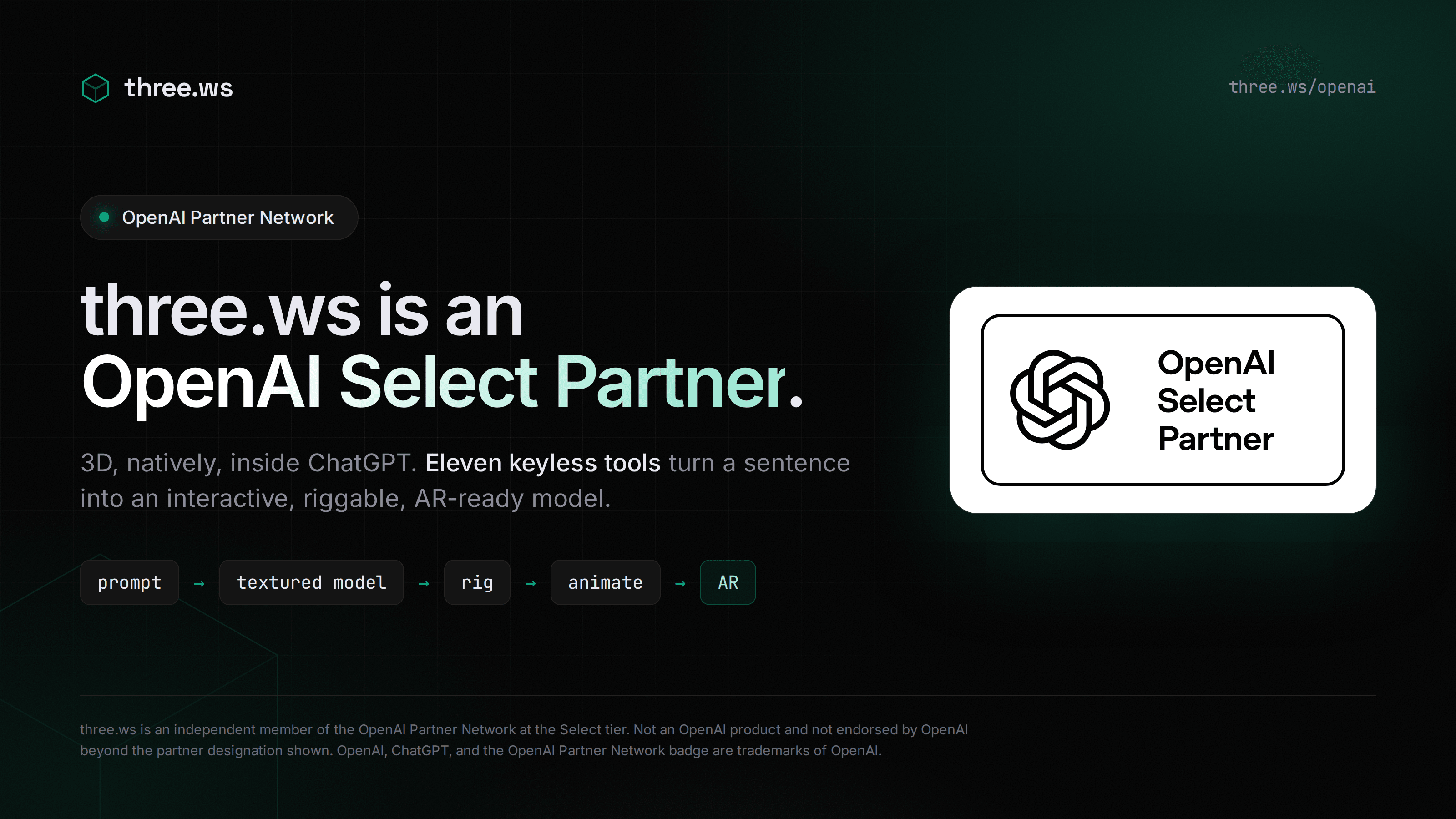 three.ws is an OpenAI Select Partner